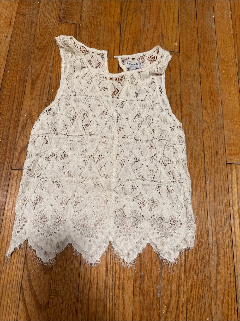 Frame Denim Cream Lace Crochet Camisole